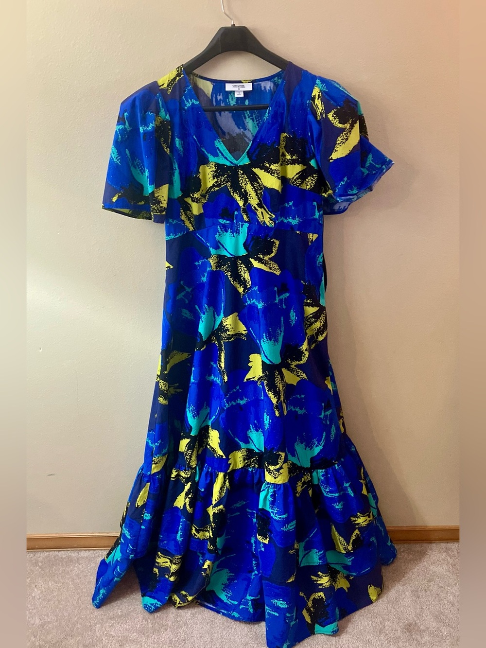 Christopher John Rogers Target Royal Blue and Yellow Floral Tiered Maxi Dress